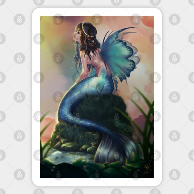 Mermaid Waits Sticker by Monstrous1